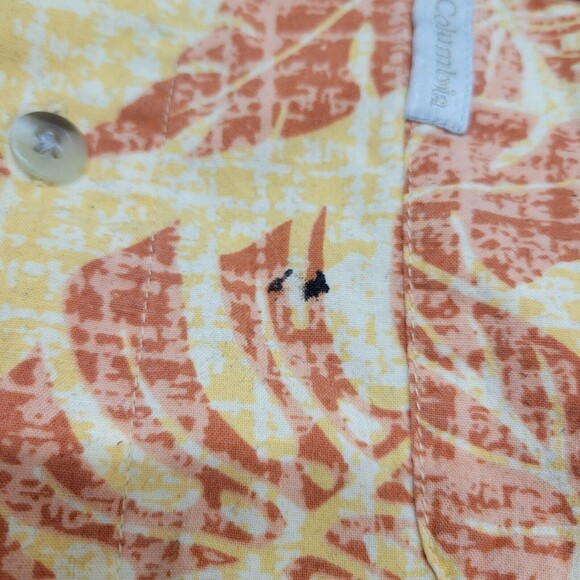 COLUMBIA Mens Yellow Orange Hawaiian Palm Leaf Print Size Large - Picture 3 of 5